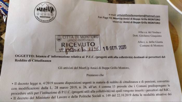 reddito di cittadinanza il meetup giaquinto inadempiente