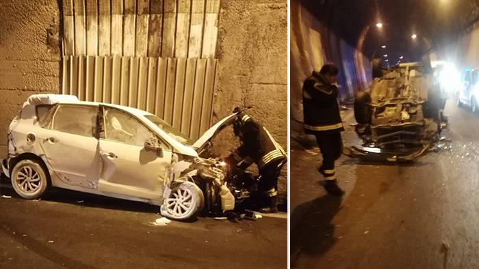 raccordo av sa grave incidente in galleria diversi feriti