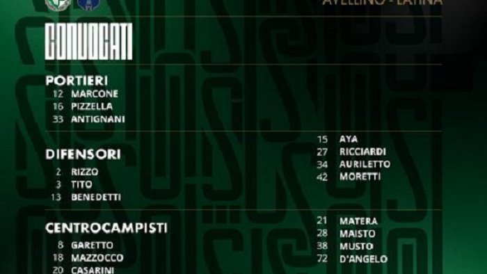 avellino latina i convocati rastelli ritrova matera tre indisponibili