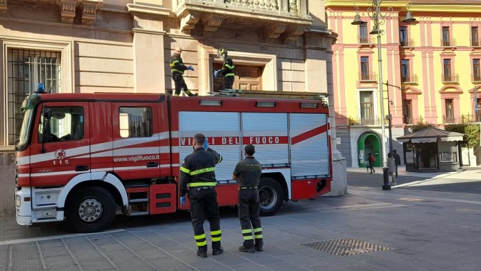 avellino nido d api nel palazzo della prefettura vigili del fuoco in azione