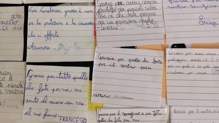 i messaggi dei bambini ai tre carabinieri veronesi siete angeli