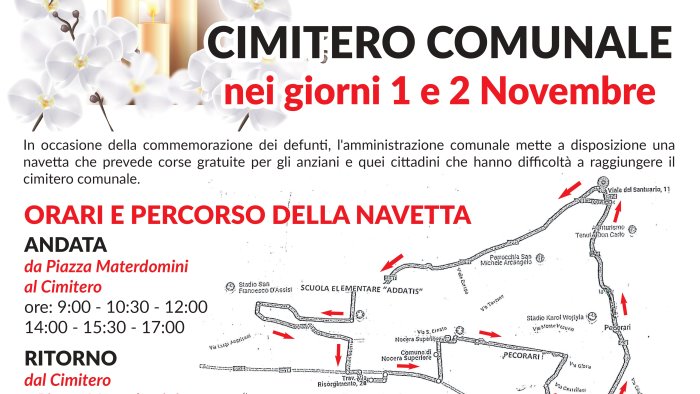nocera superiore servizio trasporto gratuito per il cimitero comunale