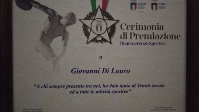 benemerenza sportiva a giovanni di lauro la famiglia grazie al coni