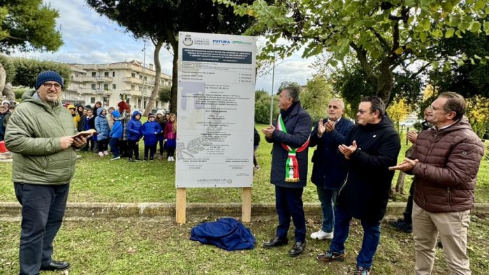 capaccio posa della prima pietra per la mensa della scuola zanotti bianco