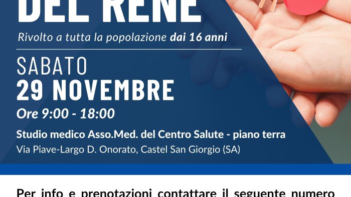 castel san giorgio screening gratuito del rene