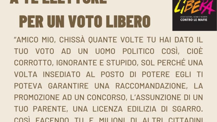 non persone ma temi la campagna elettorale di libera per le regionali