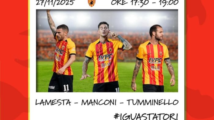 benevento i giallorossi manconi lamesta e tumminello incontrato i tifosi