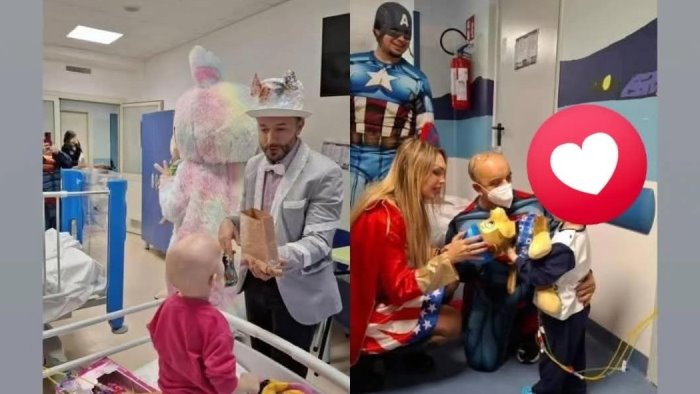 super eroi in corsia parte la raccolta dei giocattoli bambini ammalati