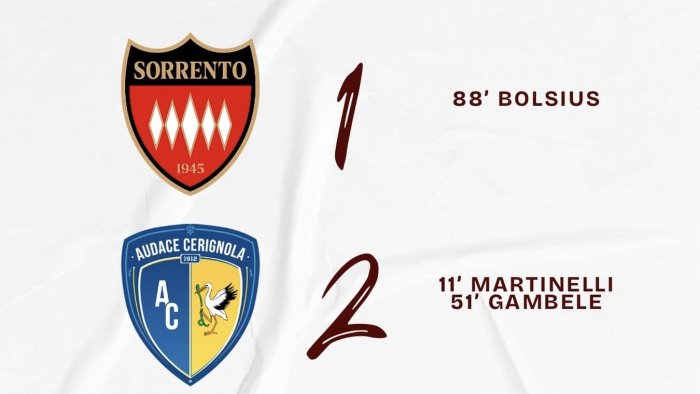 il sorrento cade in casa lo scontro salvezza va al cerignola