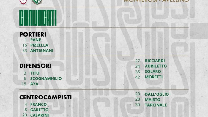 monterosi avellino i convocati di rastelli sono 9 gli indisponibili