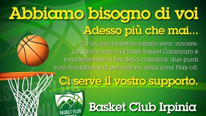 verso basket club irpinia catanzaro ingresso a 2 euro