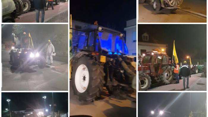 sanificazione delle strade a dugenta con i trattori coldiretti