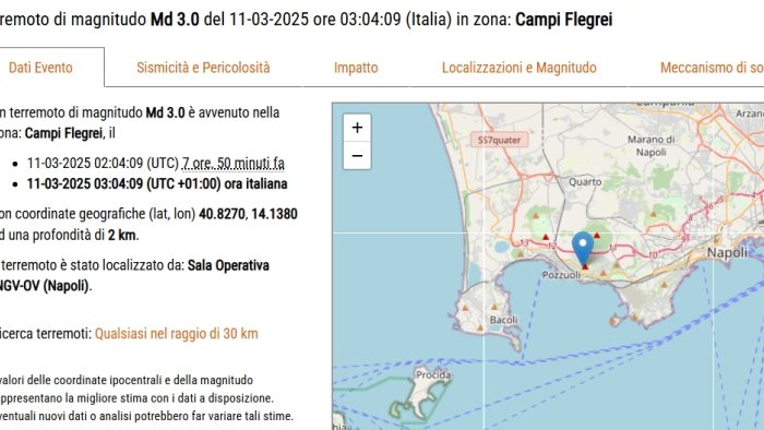 non c e pace per i campi flegrei scossa di magnitudo 3 nella notte