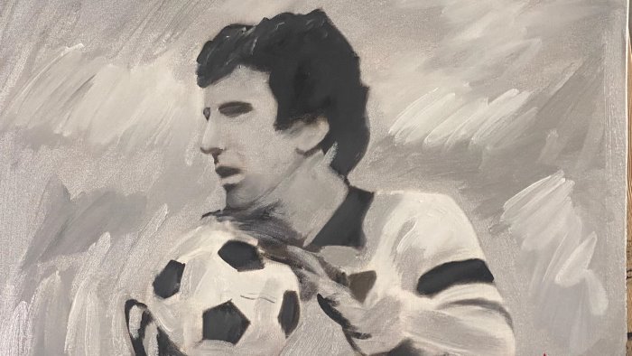 un omaggio a dino zoff ritratto in dono da parte di fernando mangone