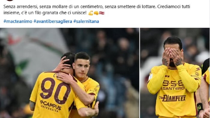salernitana messaggio alla citta crediamoci tutti insieme