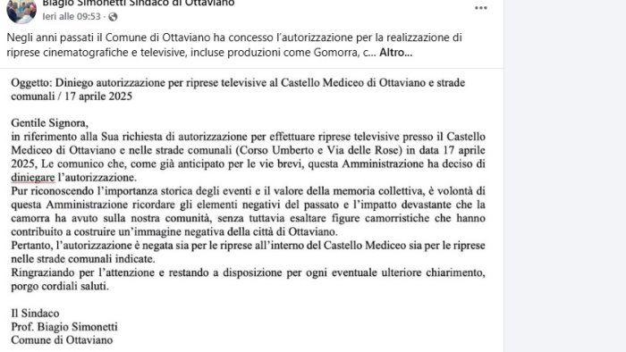 castello di cutolo basta produzioni tv stop a narrazioni negative