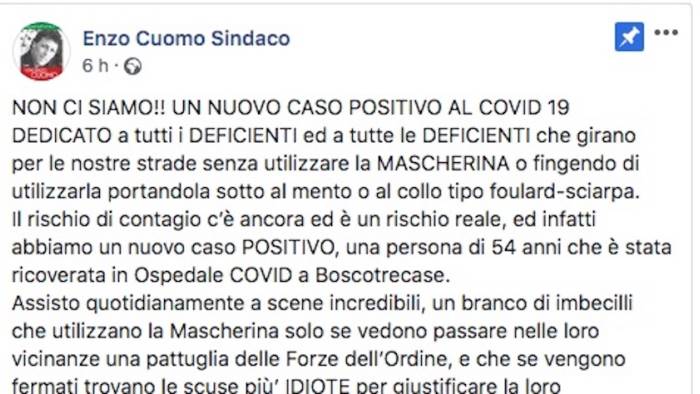 nuovo caso sindaco infuriato e imbecilli senza mascherina
