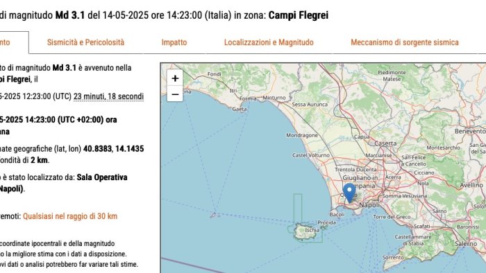 campi flegrei senza tregua nuova scossa di magnitudo 3 1 nettamente avvertita
