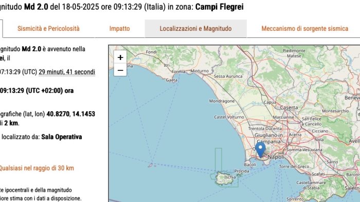 bradisismo nuova scossa nei campi flegrei magnitudo 2 0