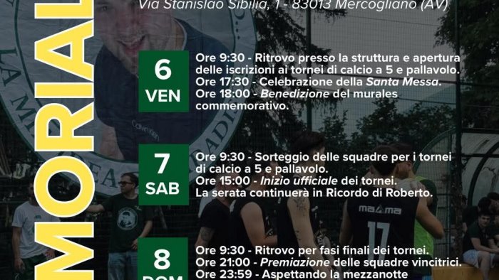 mercogliano calcio a5 e pallavolo torna il memorial in ricordo di roberto