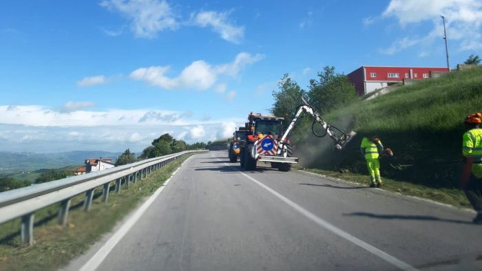 sfalcio dell erba lungo la statale 90 ad ariano l anas fa la sua parte