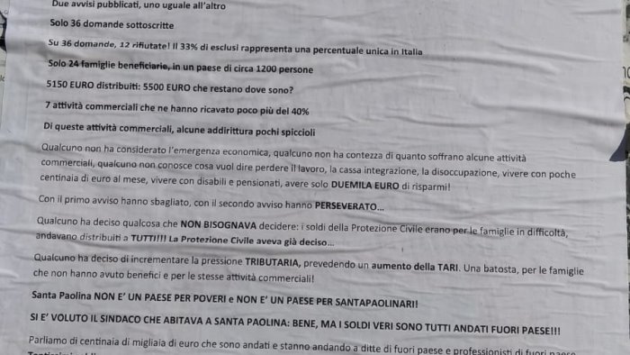 manifesti protesta a santa paolina attacco strumentale