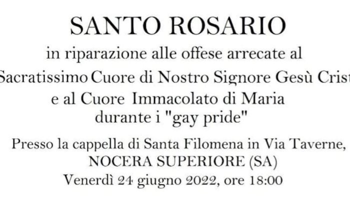 rosario a nocera contro il gay pride napoli frange omofobe e arretrate