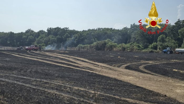 vasto incendio a persano le fiamme lambiscono il comprensorio militare