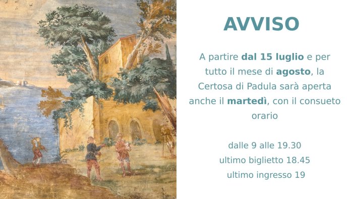 certosa di padula aperta anche il martedi comune anche per altri spazi