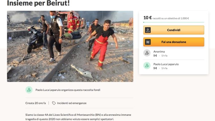 i ragazzi del fermi di montesarchio in campo per beirut