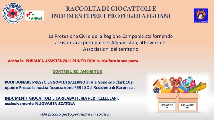 assistenza ai profughi dell afghanistan il punto di baronissi in campo