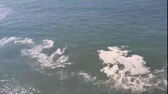 schiuma in mare in via allende a salerno la denuncia