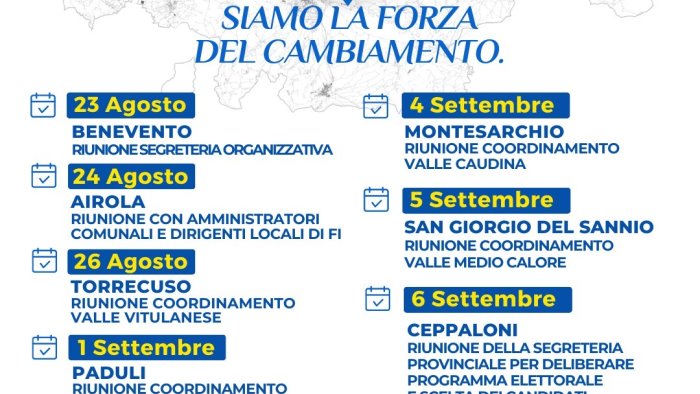 regionali forza italia avvia le consultazioni nel sannio