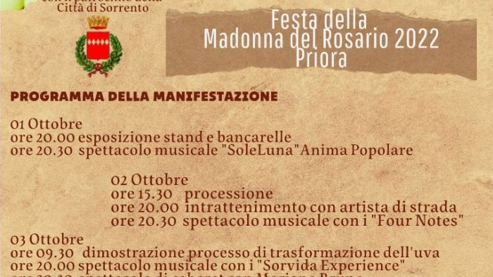 sorrento dall 1 al 3 ottobre c e la festa dell uva