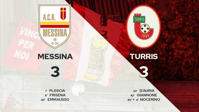messina turris 3 3 giannone e nocerino acciuffano il pari