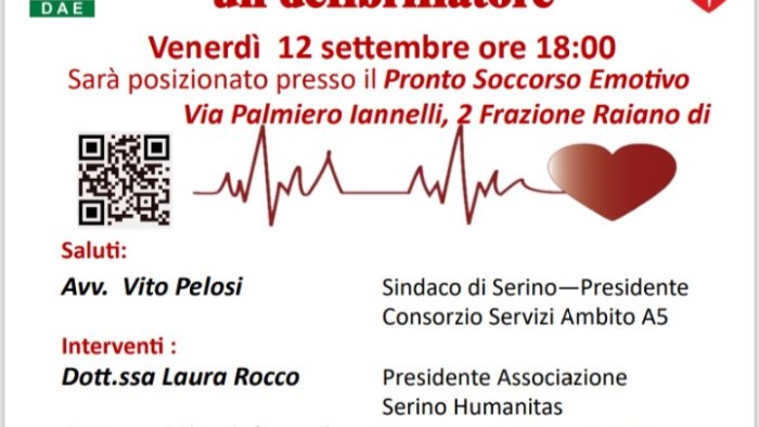 serino si consegna un nuovo defibrillatore cosi il comune sara cardioprotetto