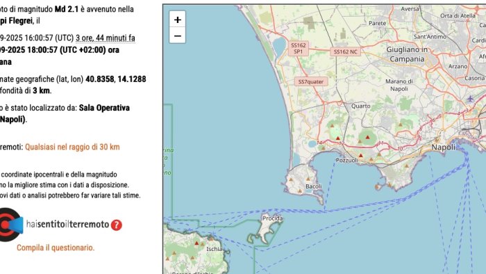 tornano a tremare i campi flegrei terremoto di magnitudo 2 1